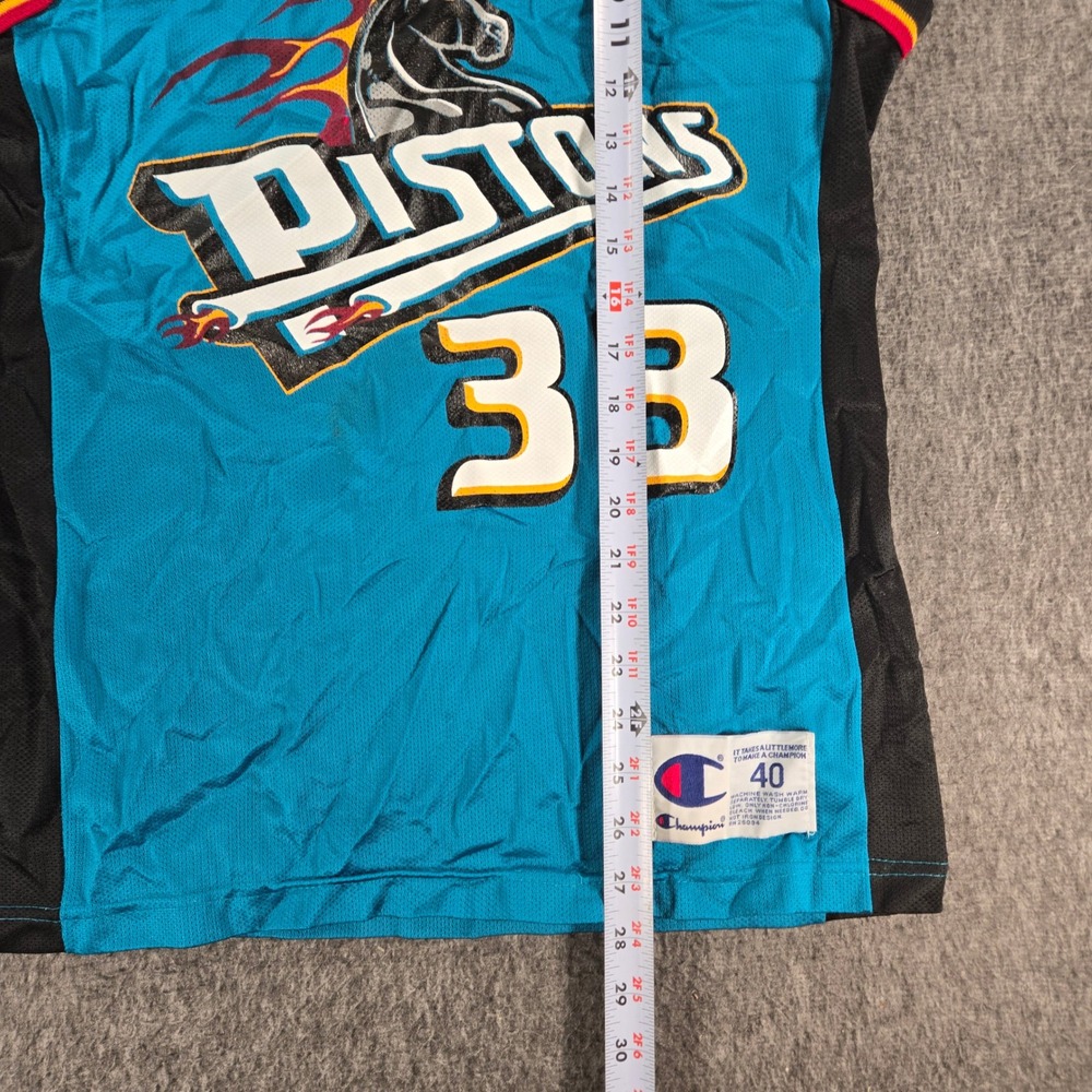 Vintage Champion Detroit Pistons Jersey Men 40 Teal Grant Hill 33 Basketball - Picture 7 of 8